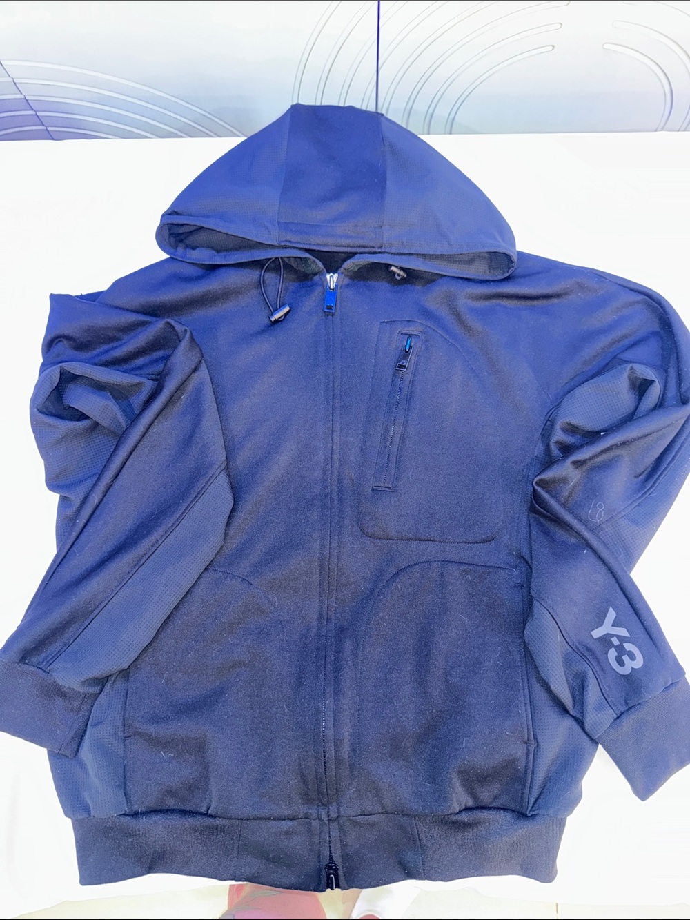 Y-3 Black Zip-Up Hooded Shirt Jacket
